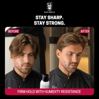 fixativ păr mat slick gorilla hairspray 200ml fixare puternică bărbați before & after