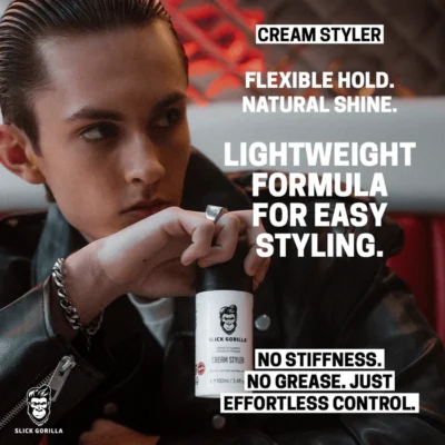 cremă de păr hidratantă slick gorilla cream styler 100ml fixare flexibilă aspect natural utilitate