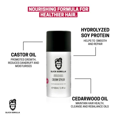 cremă de păr hidratantă slick gorilla cream styler 100ml fixare flexibilă aspect natural caracteristici