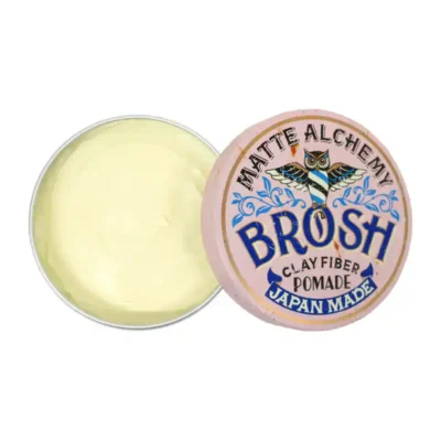 Pomadă de păr Brosh Clay Fiber pentru textură și fixare puternică, 120g, fabricată în Japonia.