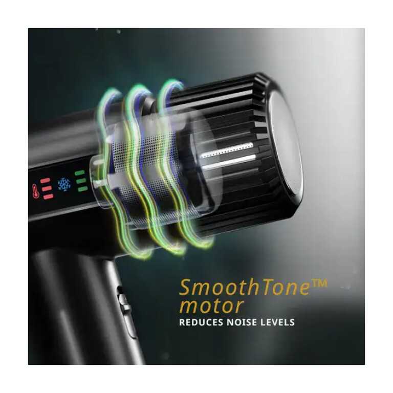 Uscător de păr Wahl Vanquish Digital Black cu motor SmoothTone pentru un uscare rapidă și eficientă.