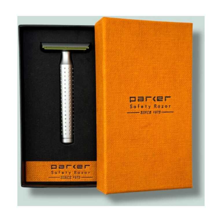 Aparat de Ras Clasic Parker AeroShave Aluminum S – Pieptene Închis, 39g
