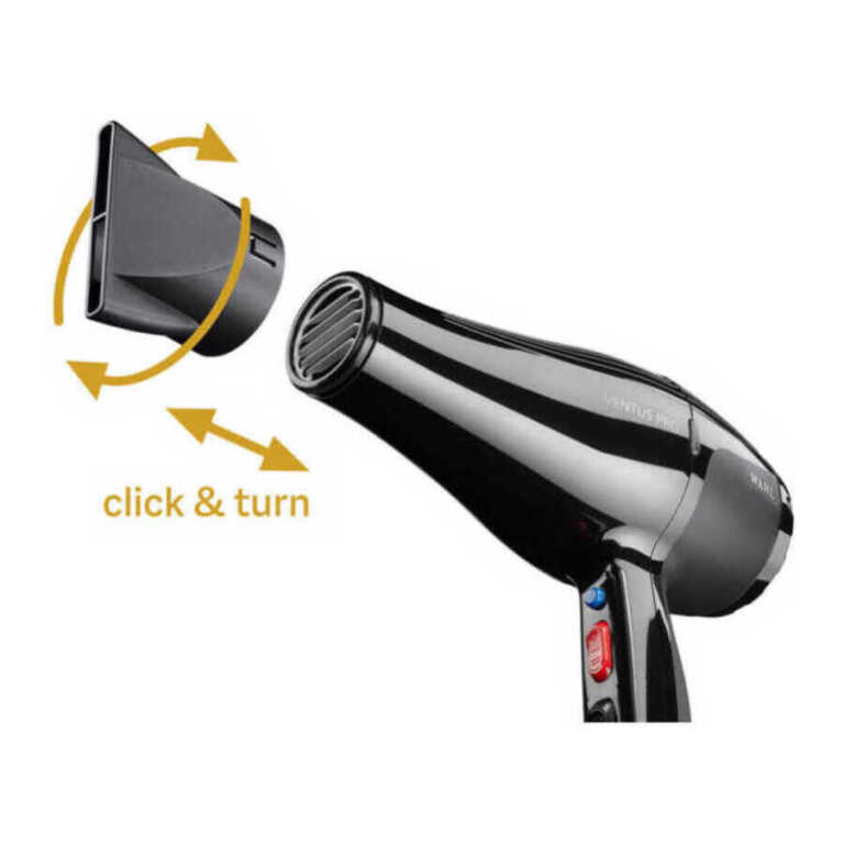 Uscător de păr Wahl Ventus Pro 2200W, cu funcție de rotire și uscare rapidă, ideal pentru coafură și.