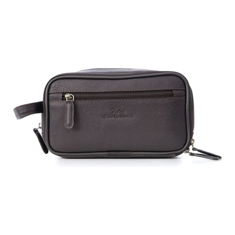 Trusa de voiaj din piele naturala Taylor of Old Bond Street brown leather bag