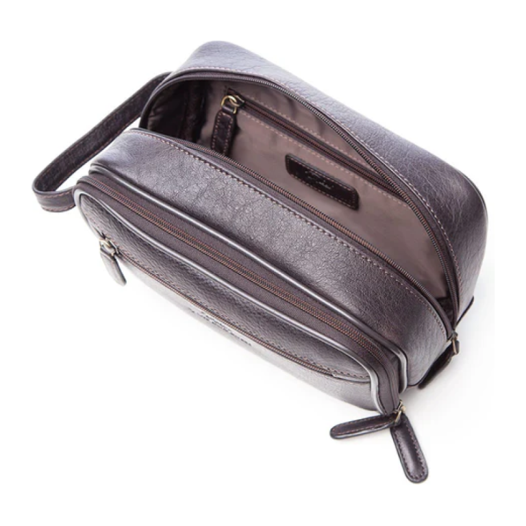 Trusa de voiaj din piele naturala Taylor of Old Bond Street brown leather bag